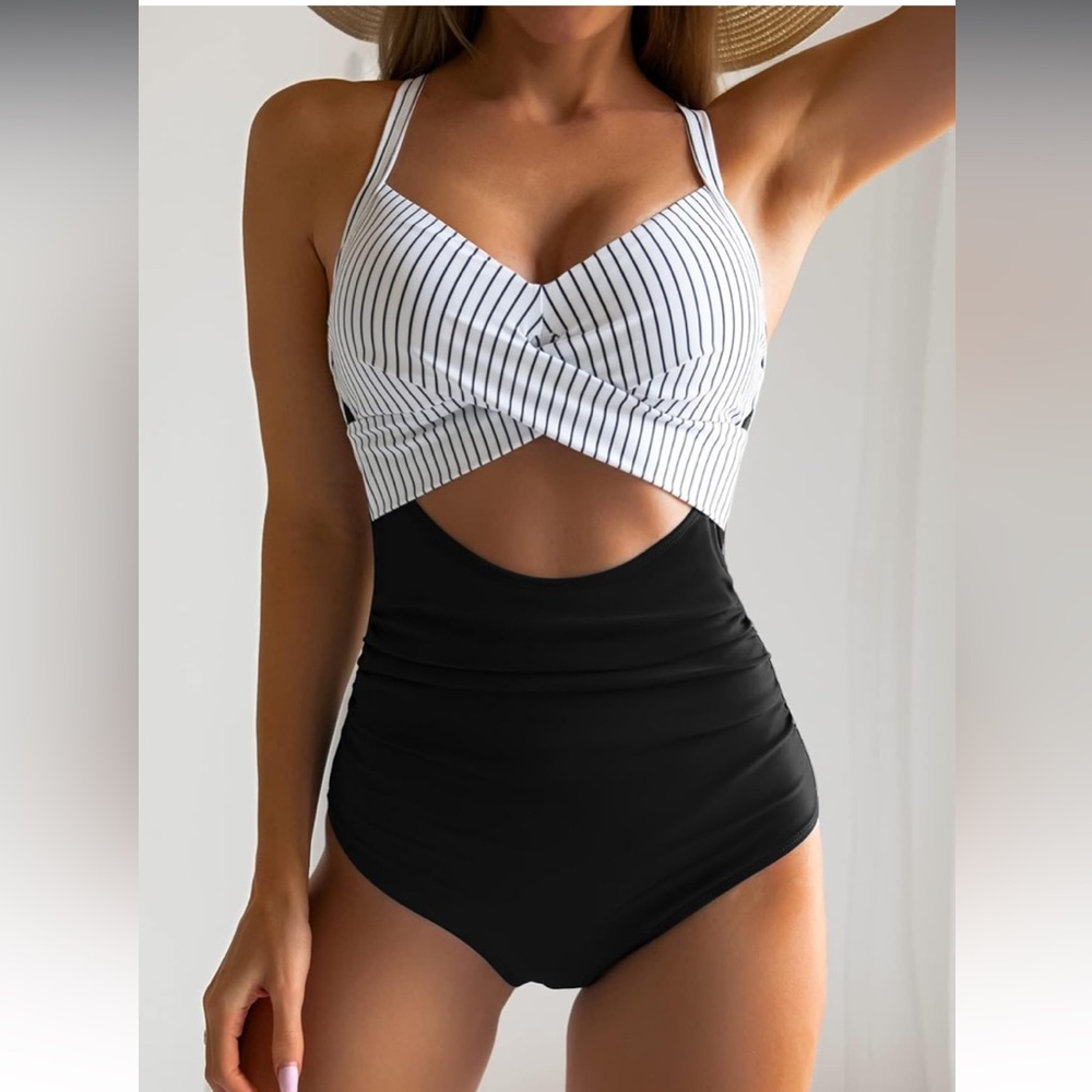 Eomenie Women's One Piece Swimsuits Tummy Control Cutout High Waisted Bath Suit